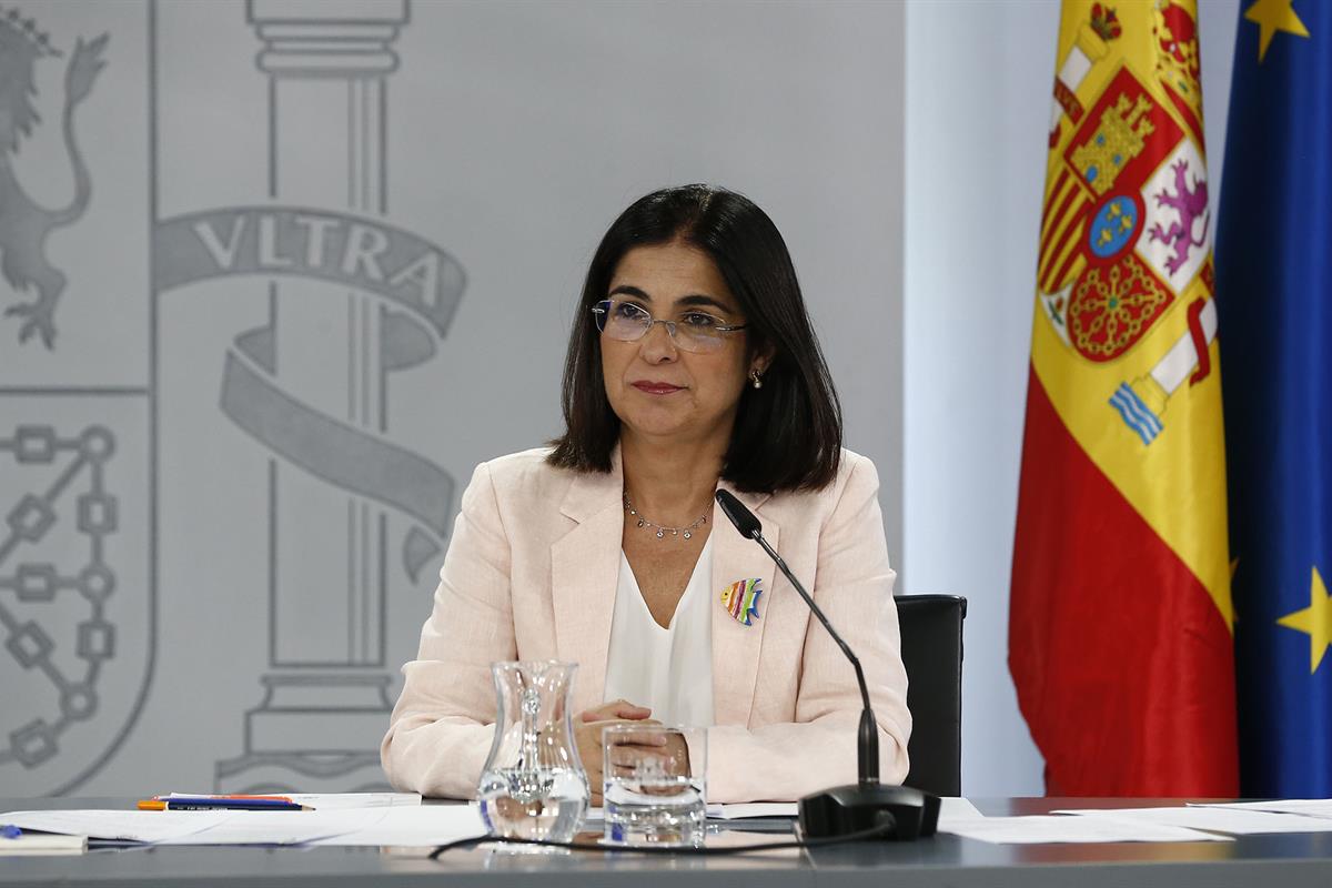 Carolina Darias durante su intervención en la rueda de prensa posterior al Consejo de Ministros